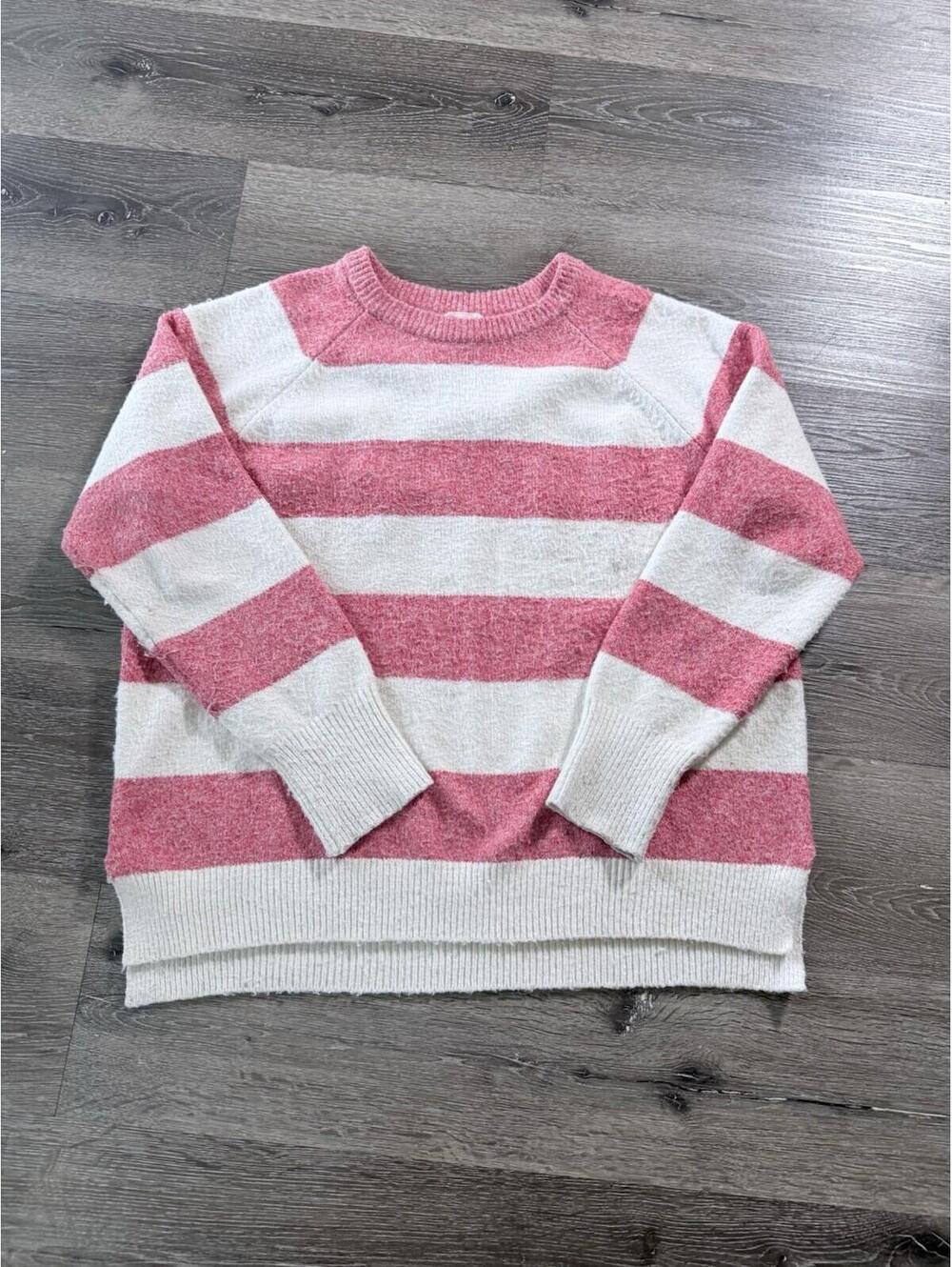 Caslon Crewneck Sweater Pink Stripe Womens Size X-Large